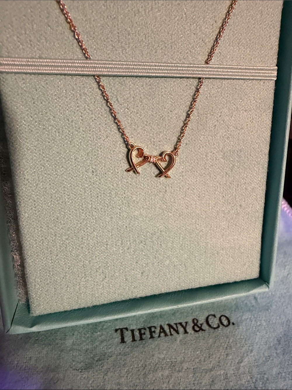 Tiffany & Co. Yellow Gold Double Heart Necklace